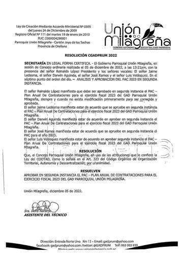 RESOLUCIÓN APROBACIÓN DEL PAC 2023